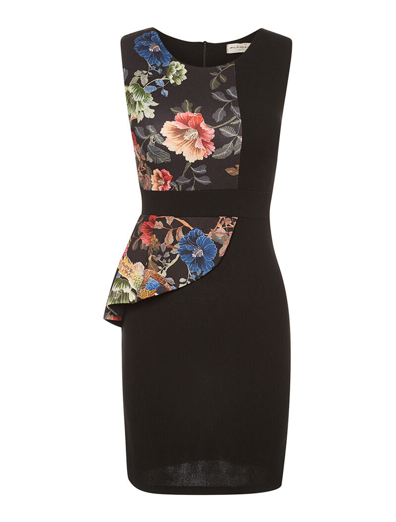 Robe empiècement imprimé - noir - 3