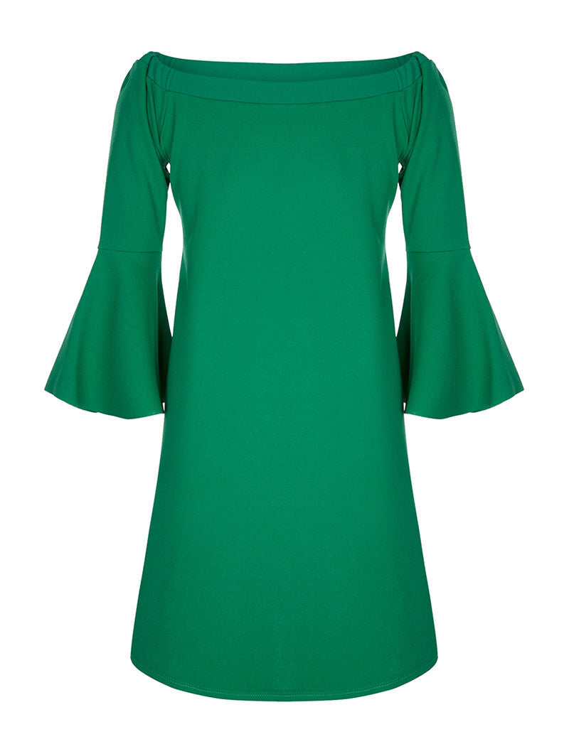 Robe coupe ample épaules nues - vert - 2