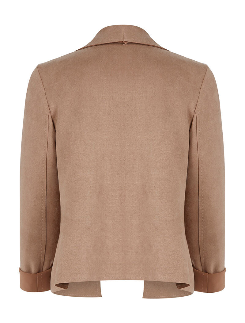 Veste revers de col perlé - beige - 2