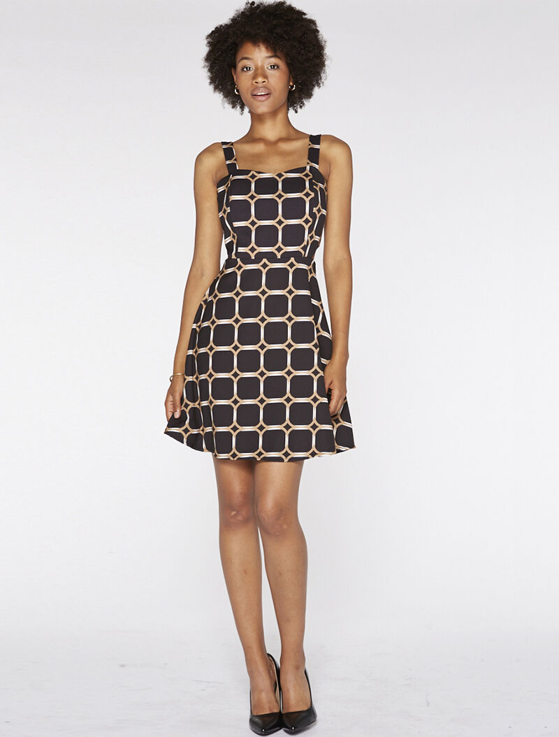 Robe motifs imprimés côtés ouverts - noir - 3