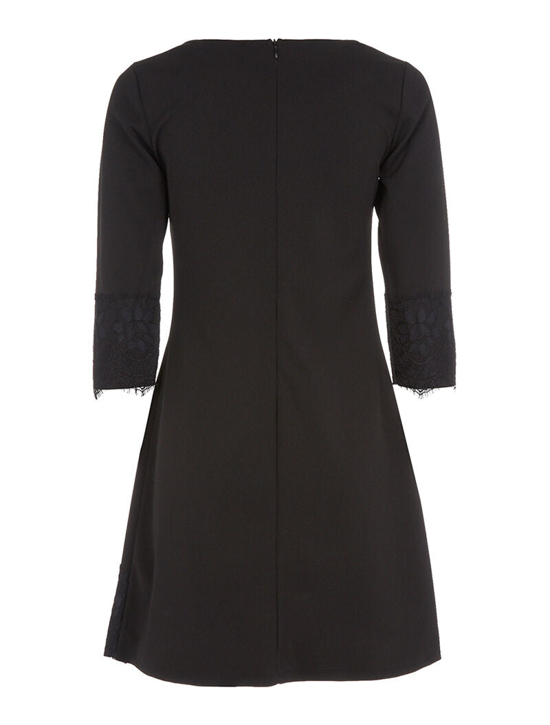 Robe ample bord dentelle - noir - 2