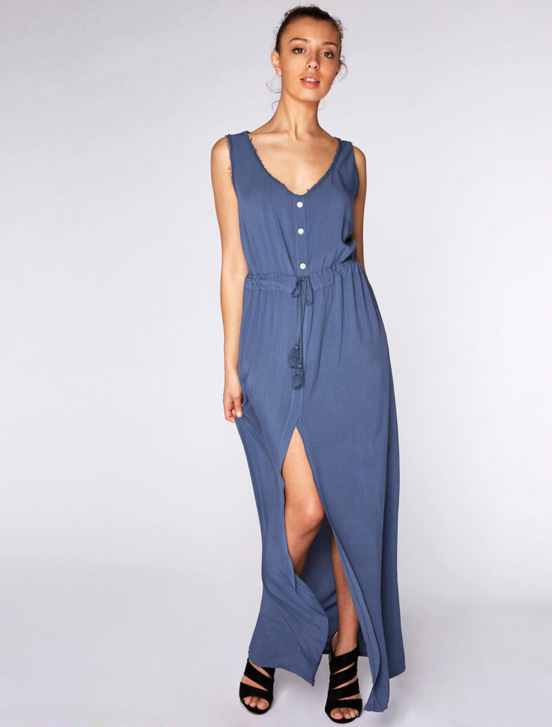 Robe longue taille marquée - bleu - 5