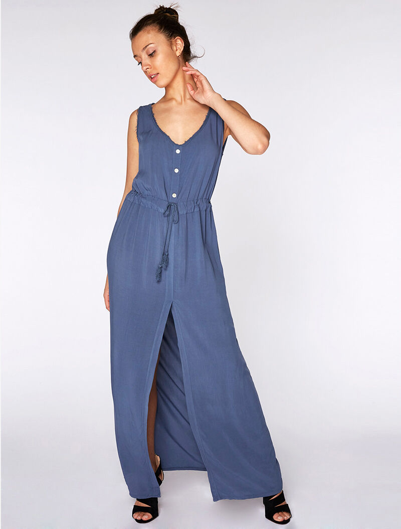Robe longue taille marquée - bleu - 2