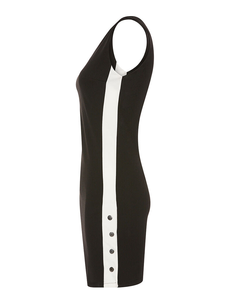 Robe ligne contrastée à boutons - noir/blanc - 3
