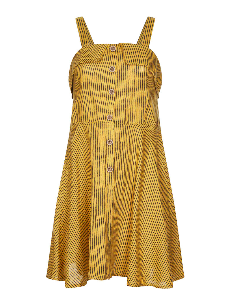 Robe lin à rayures - moutarde - 4