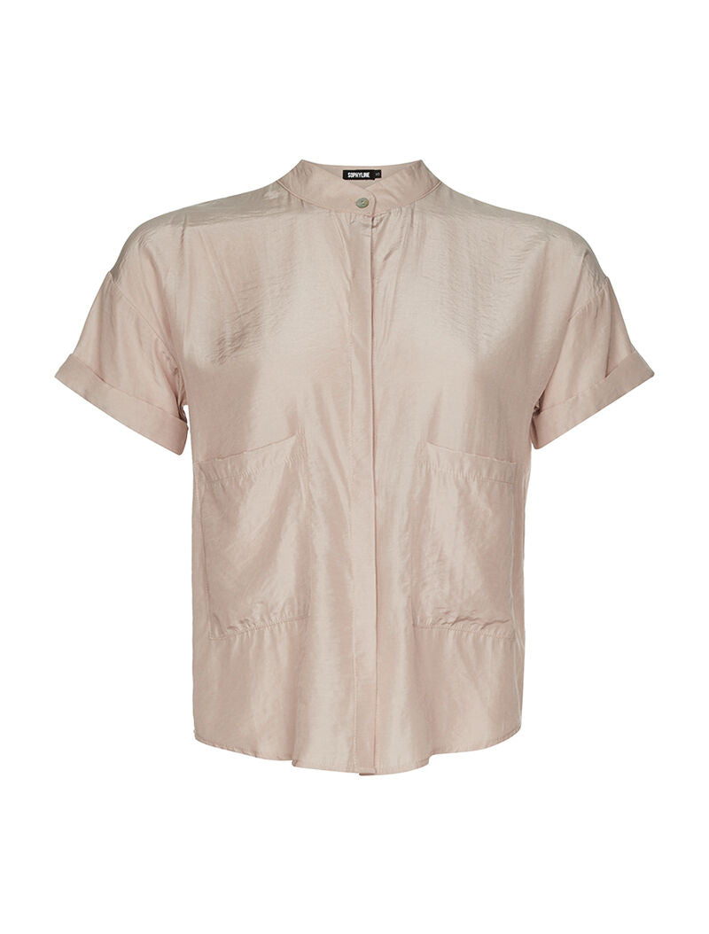 Chemisier col rond - beige - 1