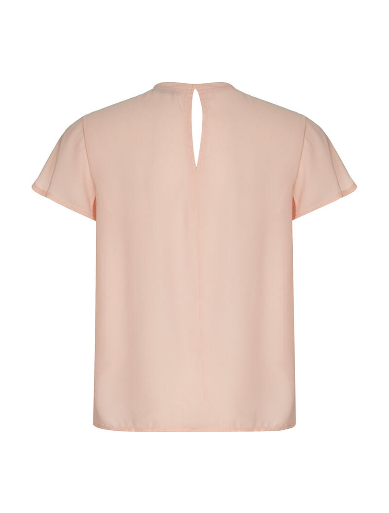 Top voile plastron dentelle - rose - 2