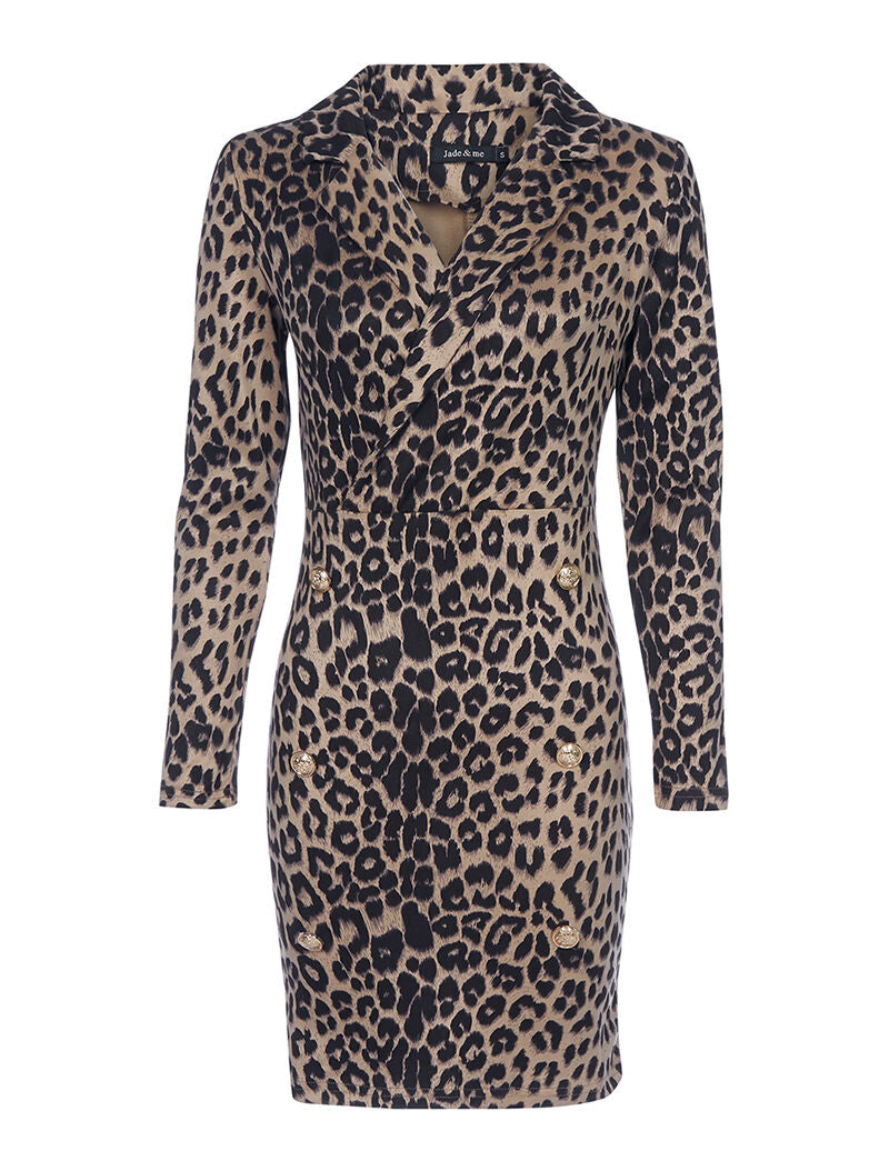 Robe léopard buste cache-coeur - beige - 7