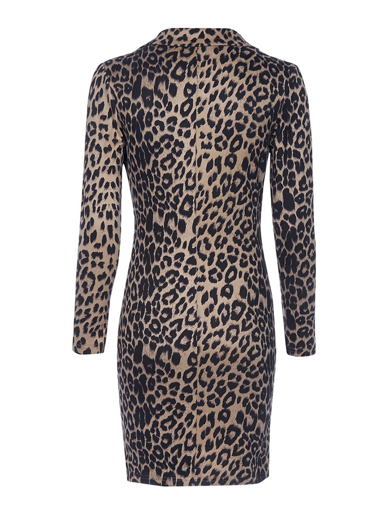 Robe léopard buste cache-coeur - beige - 2