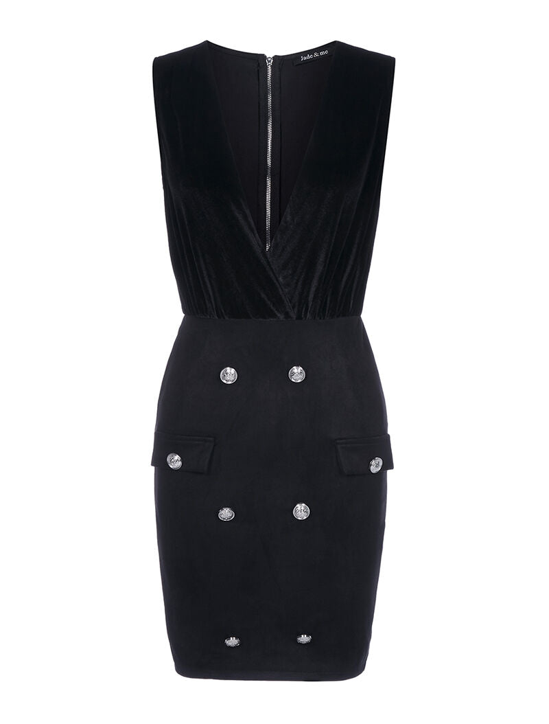 Robe buste croisé velours - noir - 1