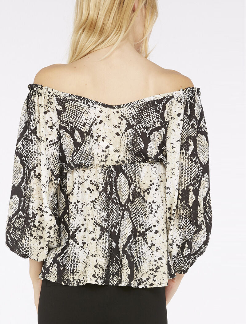 Blouse imprimée serpent - noir - 4