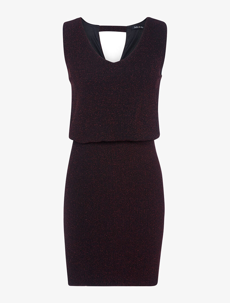 Robe pailletée buste bouffant - bordeaux - 2