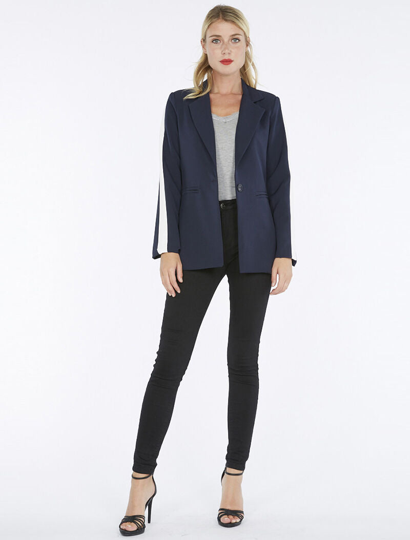 Blazer manches contrastées - marine - 4