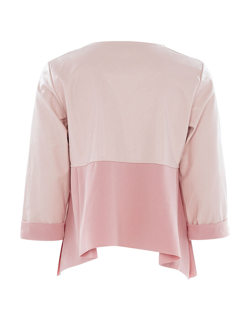 Veste courte bimatière - rose - 2