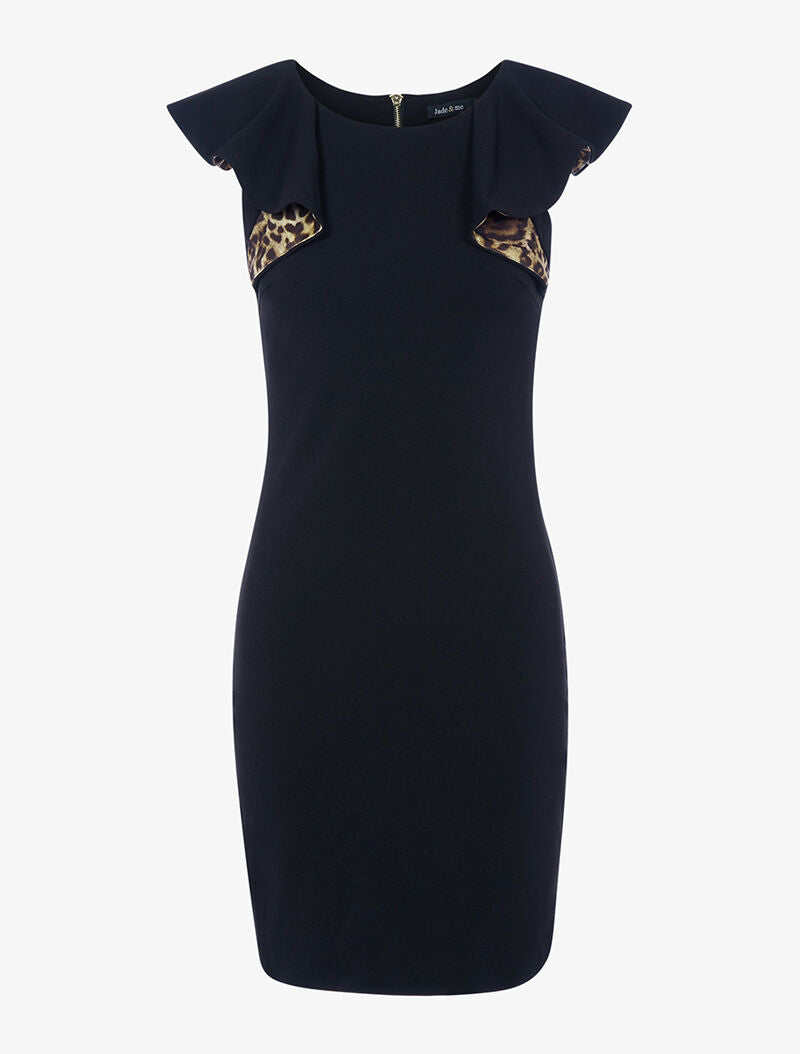 Robe à volants léopard - noir - 1