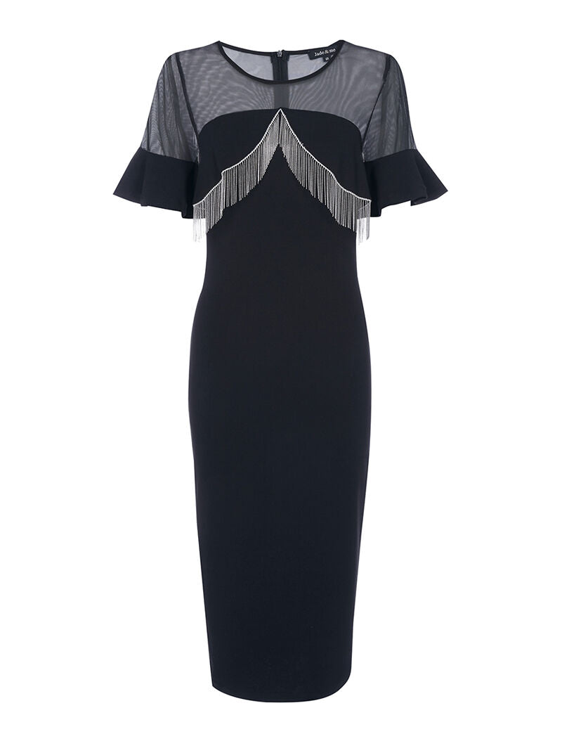 Robe à frange argentée - noir - 2