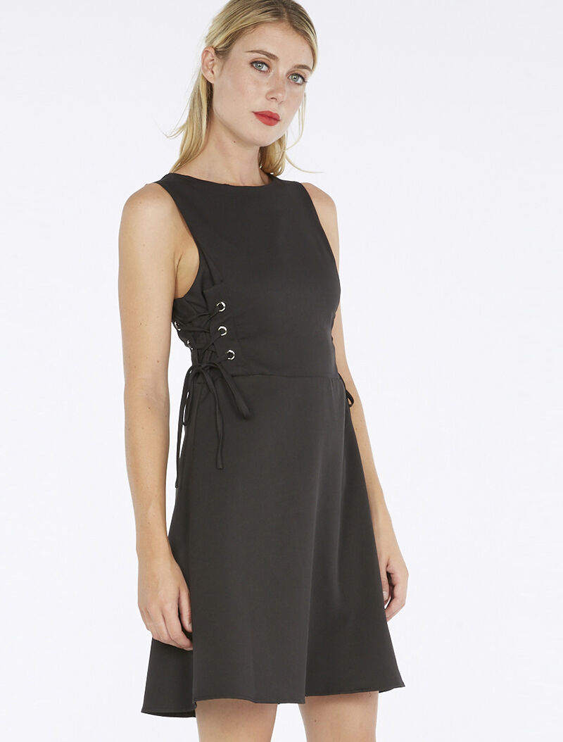 Robe côtés avec corsage - noir - 1