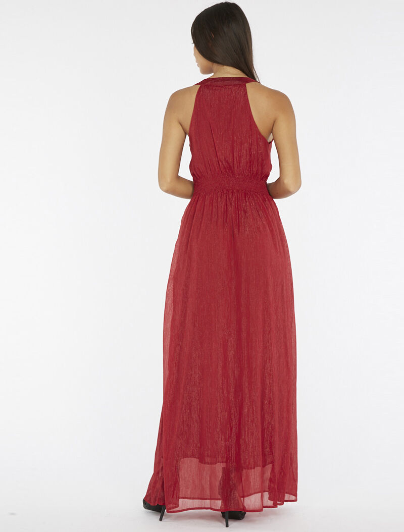 Robe longue plastron bijoux - bordeaux - 4