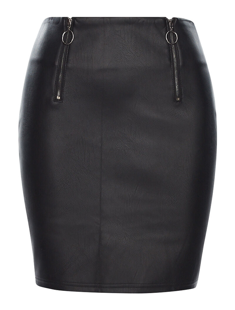 Jupe simili zips à l&