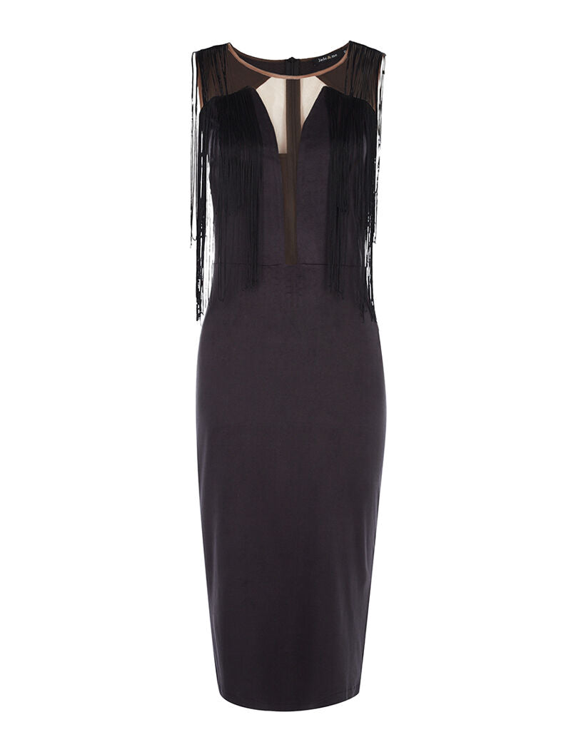 Robe à buste frangé - noir - 2