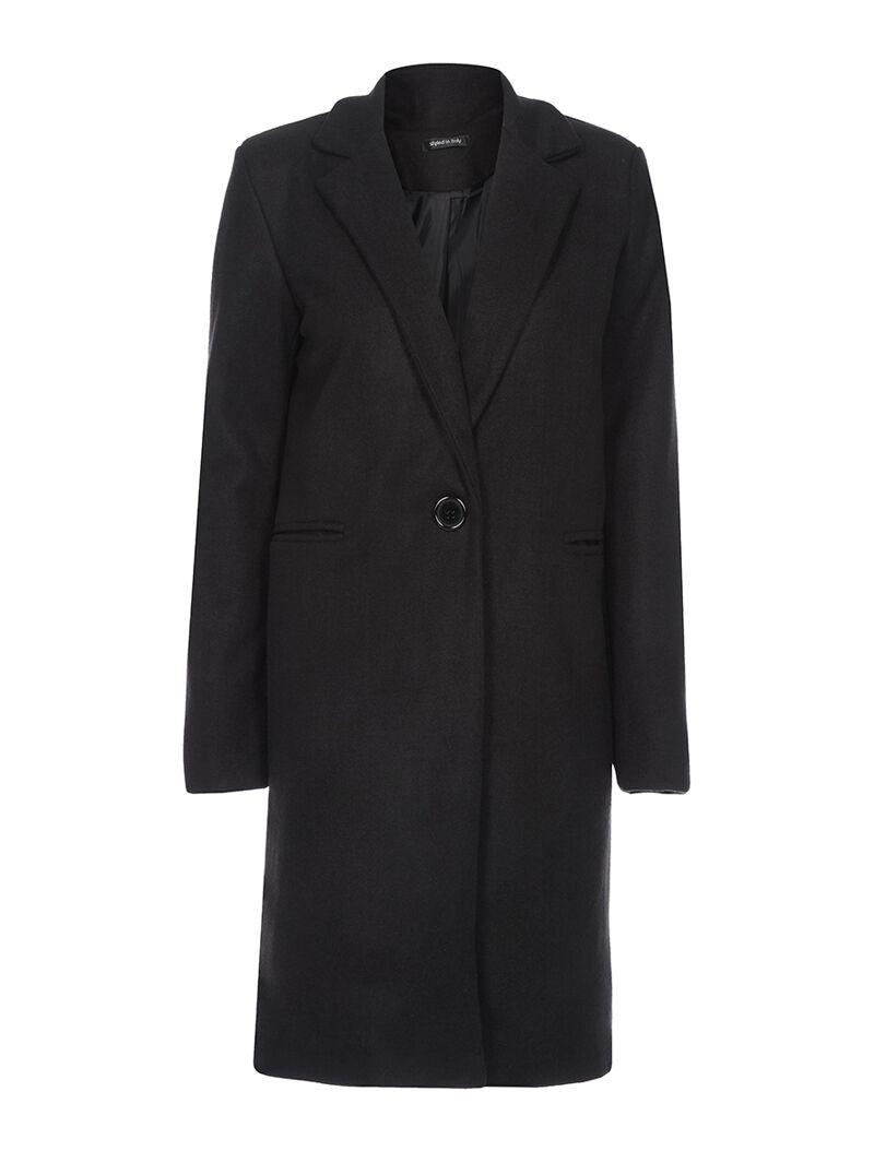 Manteau fermeture un bouton - noir - 4