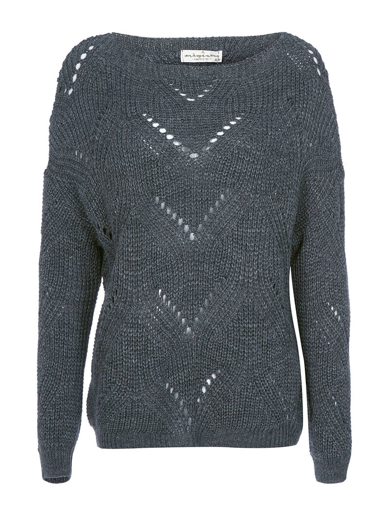 Pull court effet tricot - gris foncé - 1