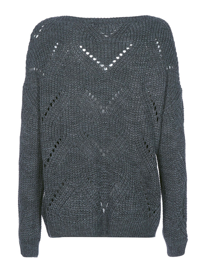 Pull court effet tricot - gris foncé - 2