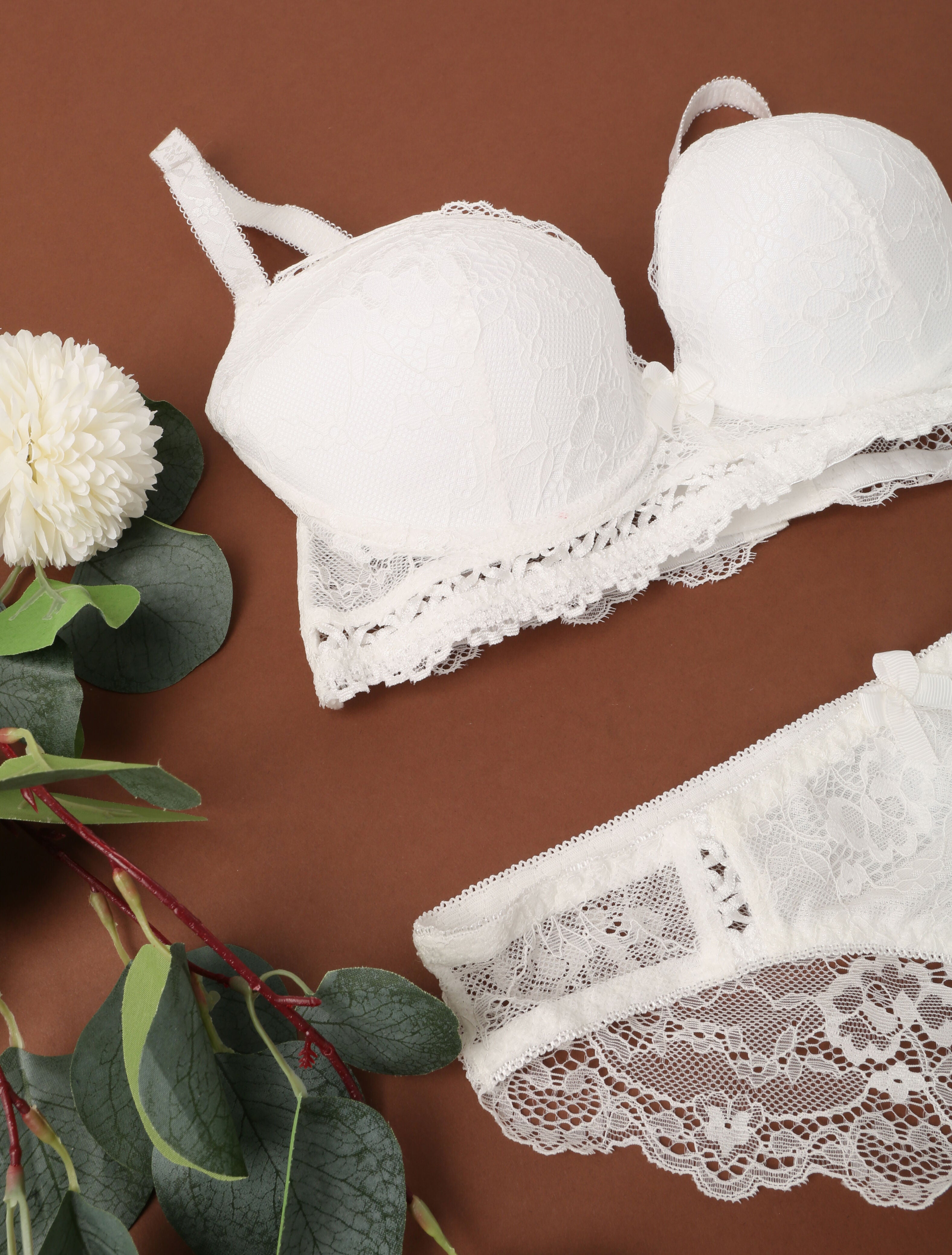 Ensemble en dentelle ajourée - Blanc - 3
