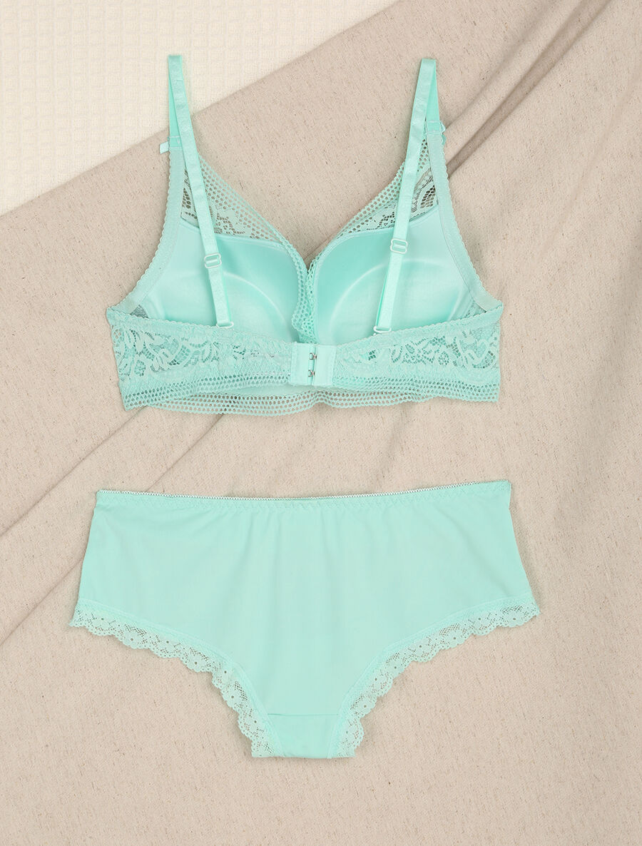 Ensemble en dentelle fleurie - Turquoise - 2