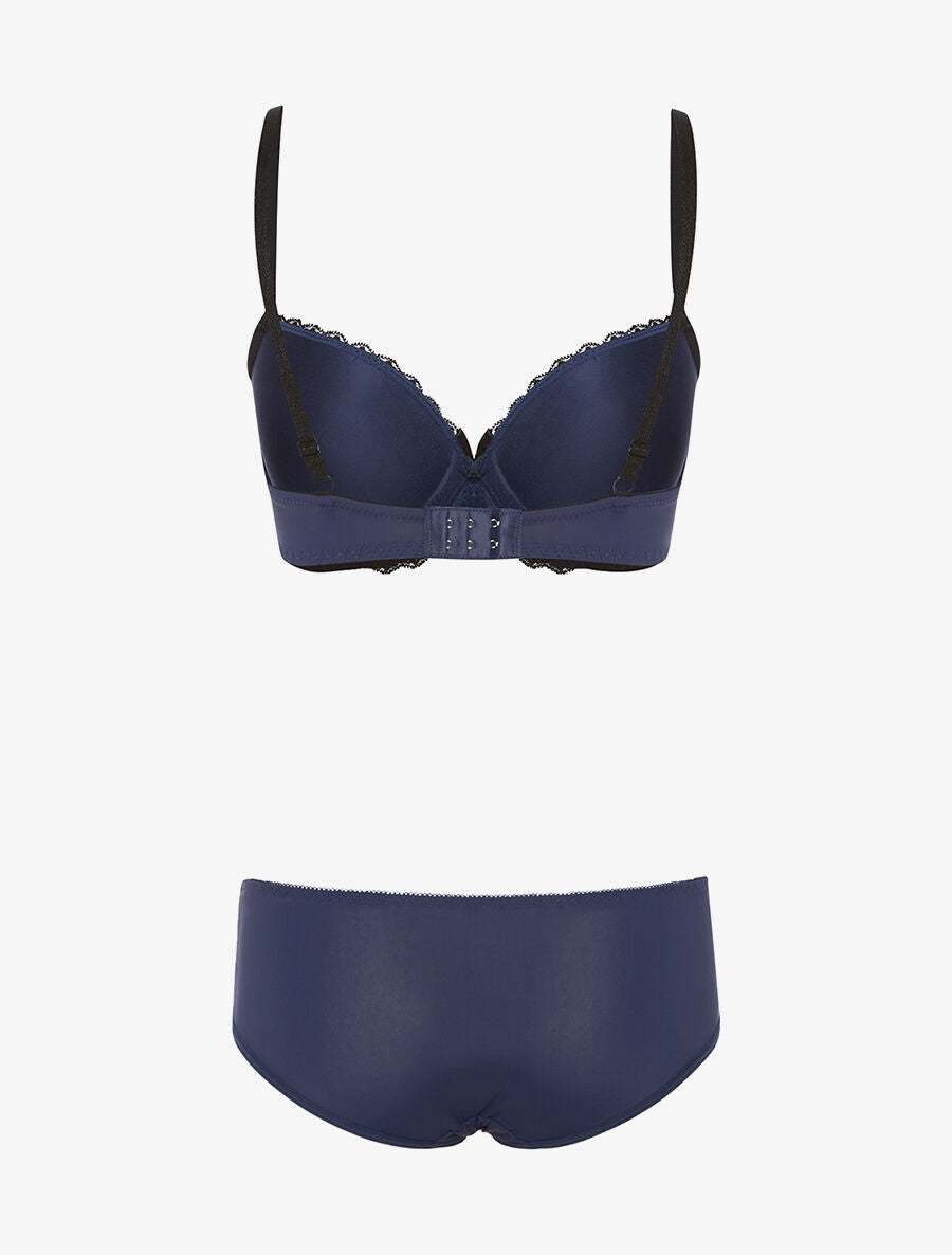Ensemble SG et culotte à dentelle - marine - 2