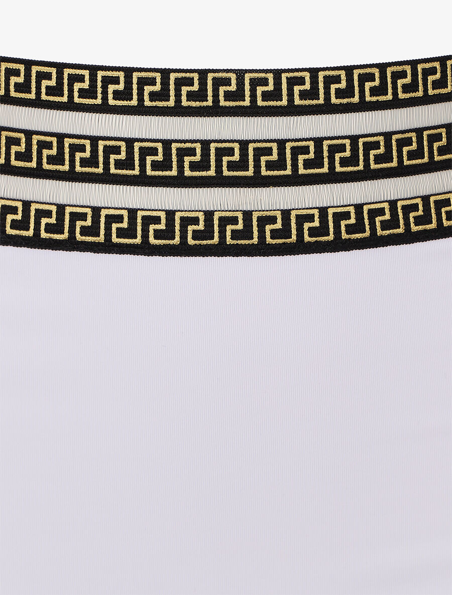 Bikini taille haute à motifs grecque - Blanc - 3