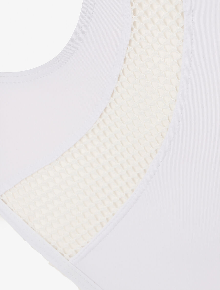 Maillot une pièce à empiècements en résille - Blanc - 3