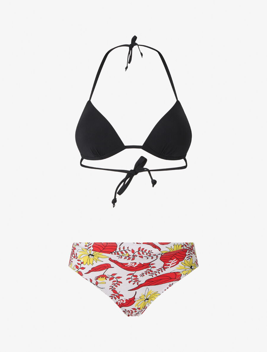 Bikini dépareillé fleuri - Noir - 4