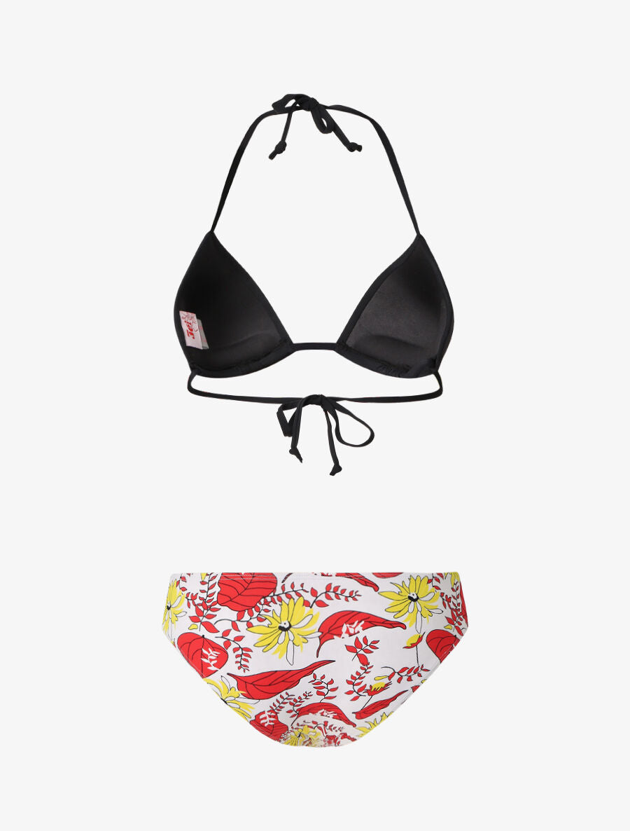 Bikini dépareillé fleuri - Noir - 2