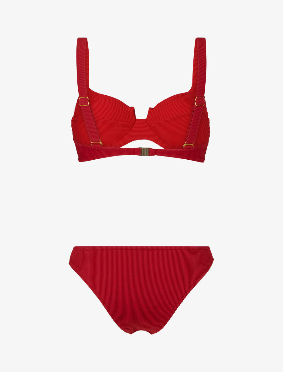 Bikini côtelé échancré - Rouge - 2