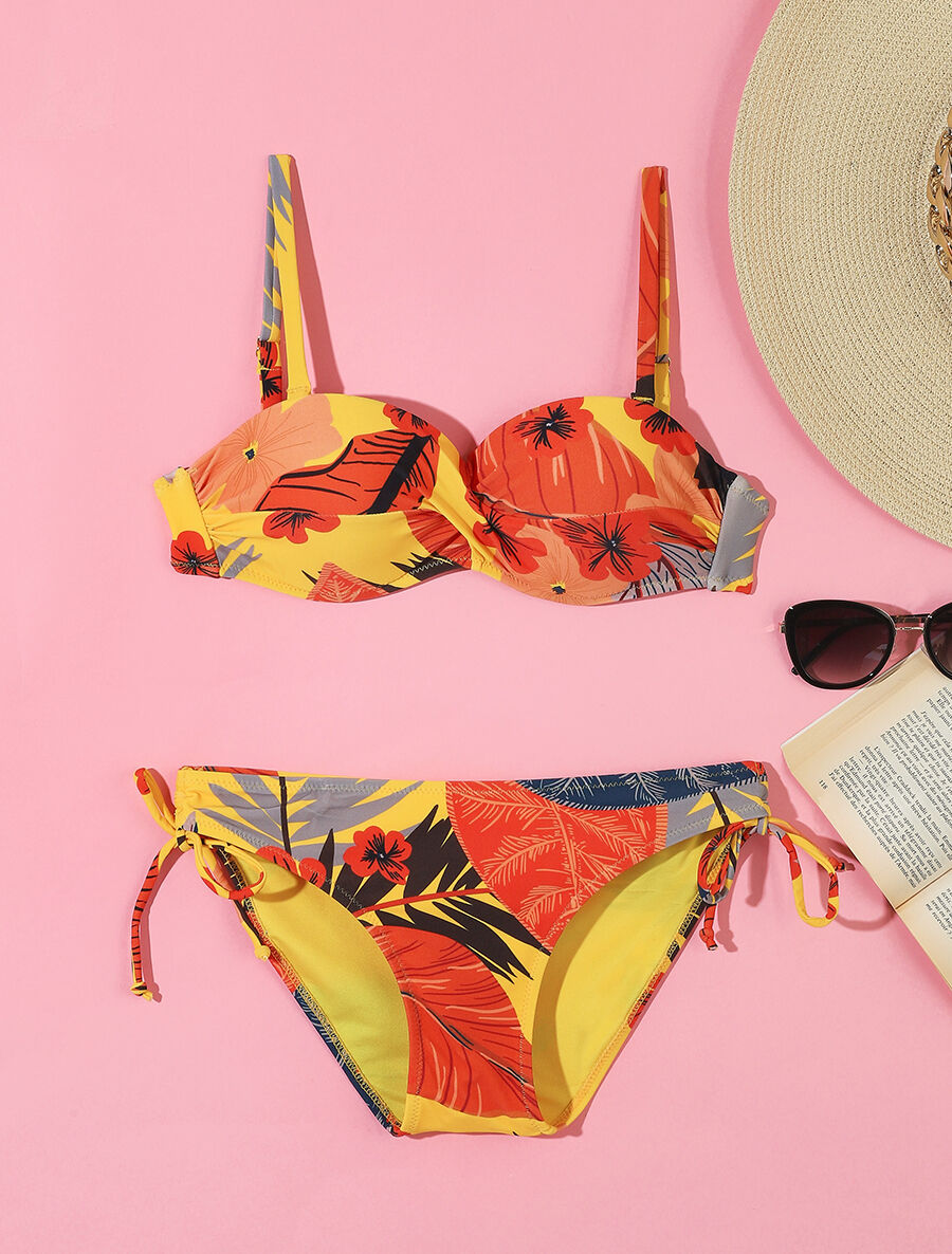 Bikini tropical torsadé - Jaune - 1