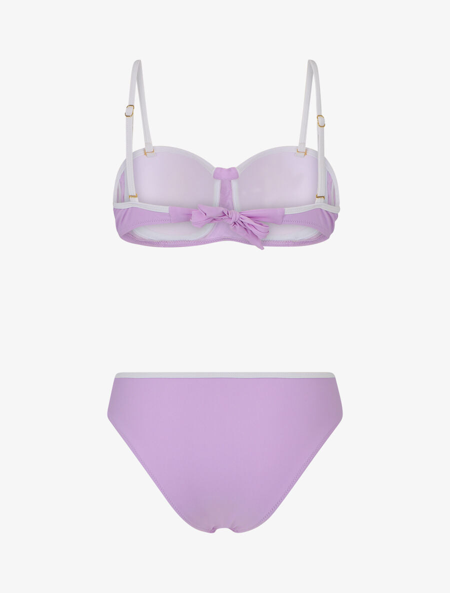 Bikini à détail strass et chouchou - Lilas - 2