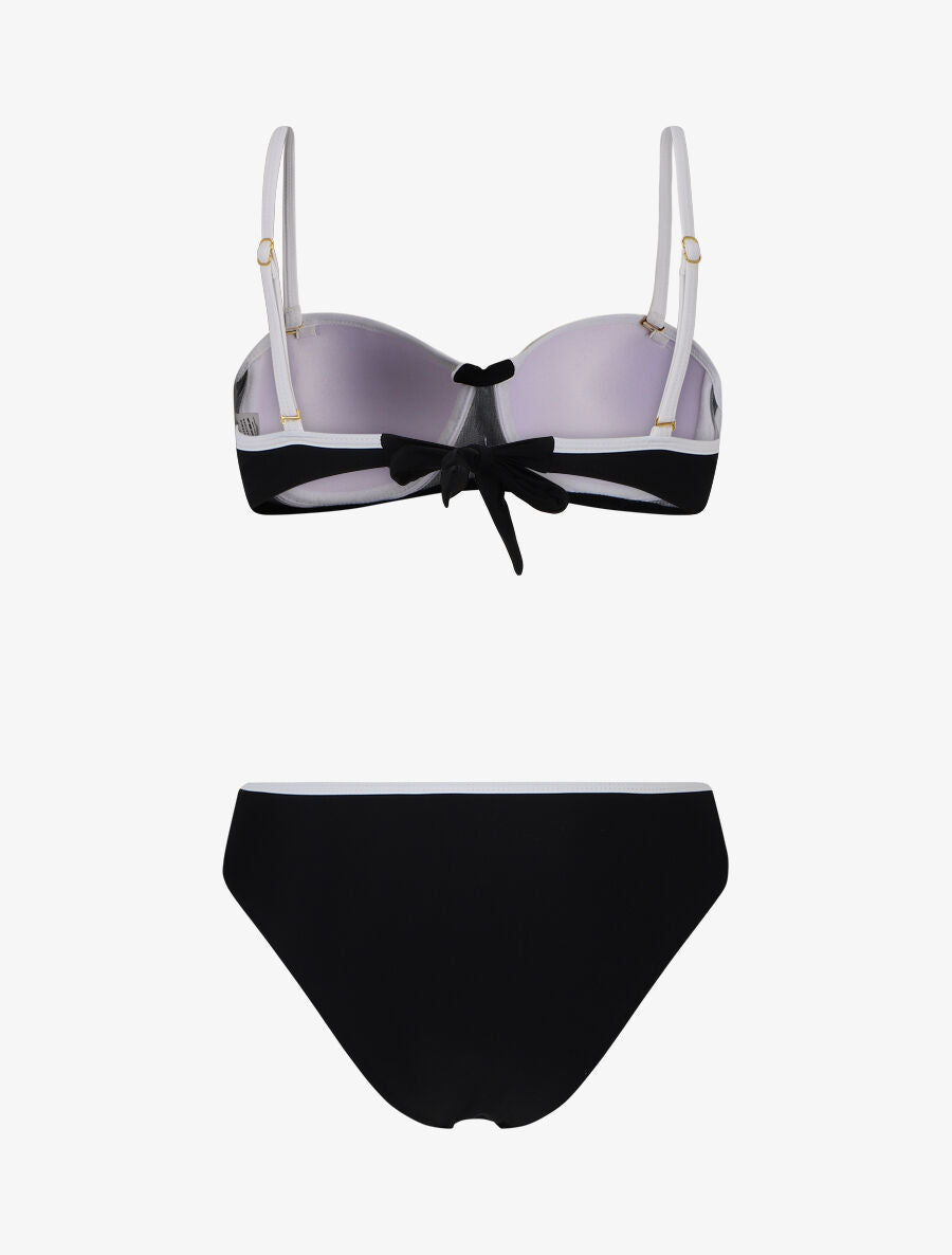 Bikini à détail strass et chouchou - Noir - 2