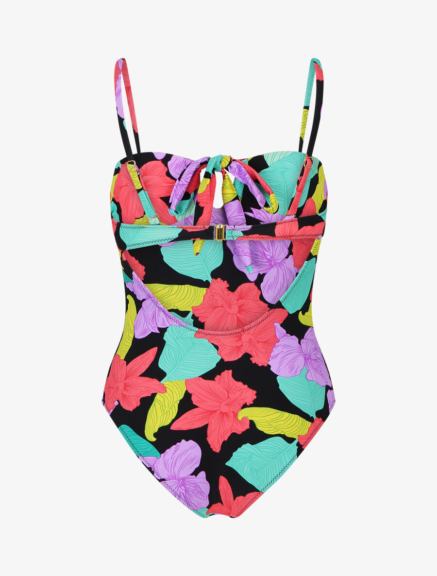 Maillot de bain imprimé grandes fleurs - Noir - 2
