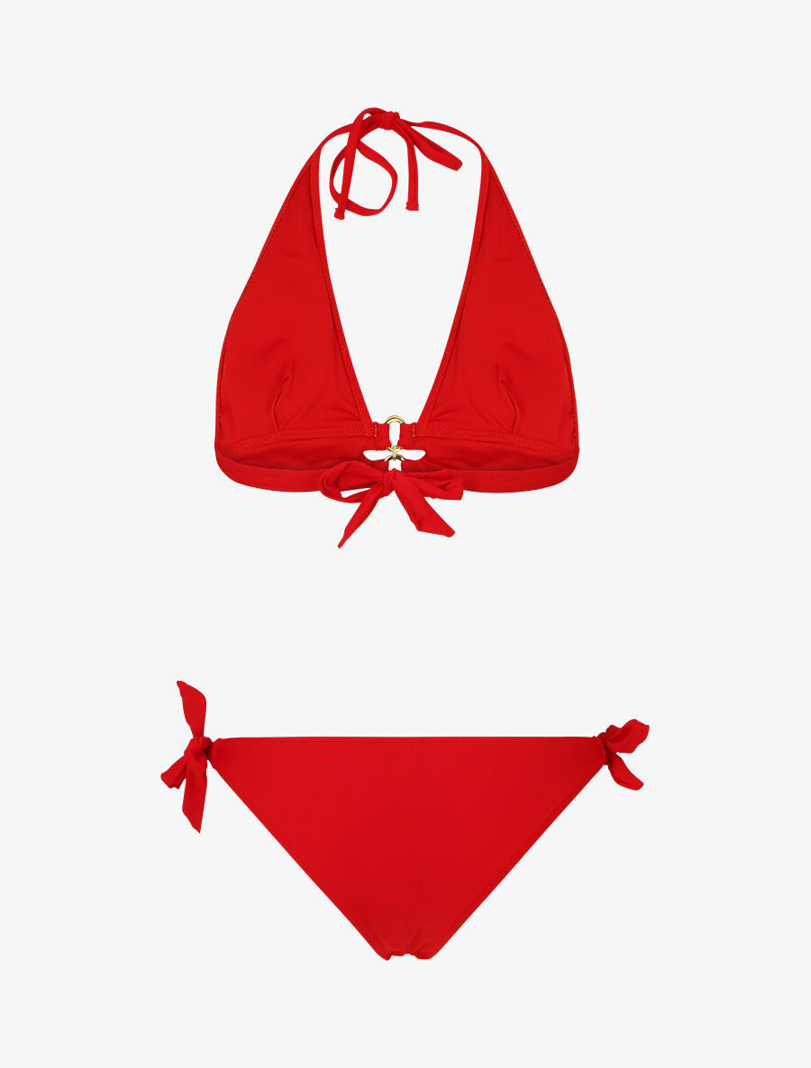 Bikini triangle à detail anneaux - Rouge - 2