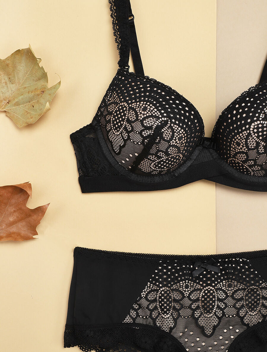 Ensemble à bord bande élastiquée et shorty - Noir/nude - 3