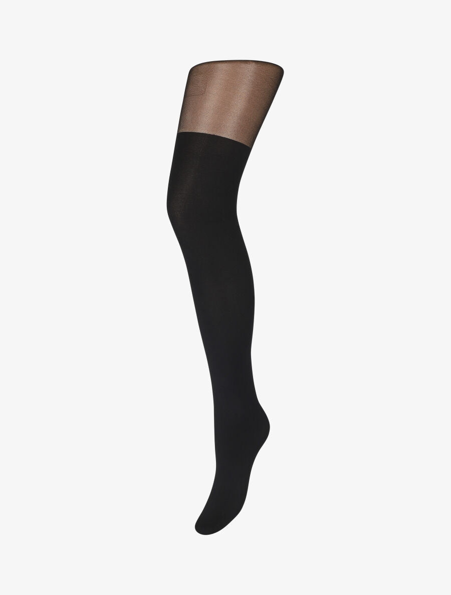 Collants en voile stylisé - Noir - 1