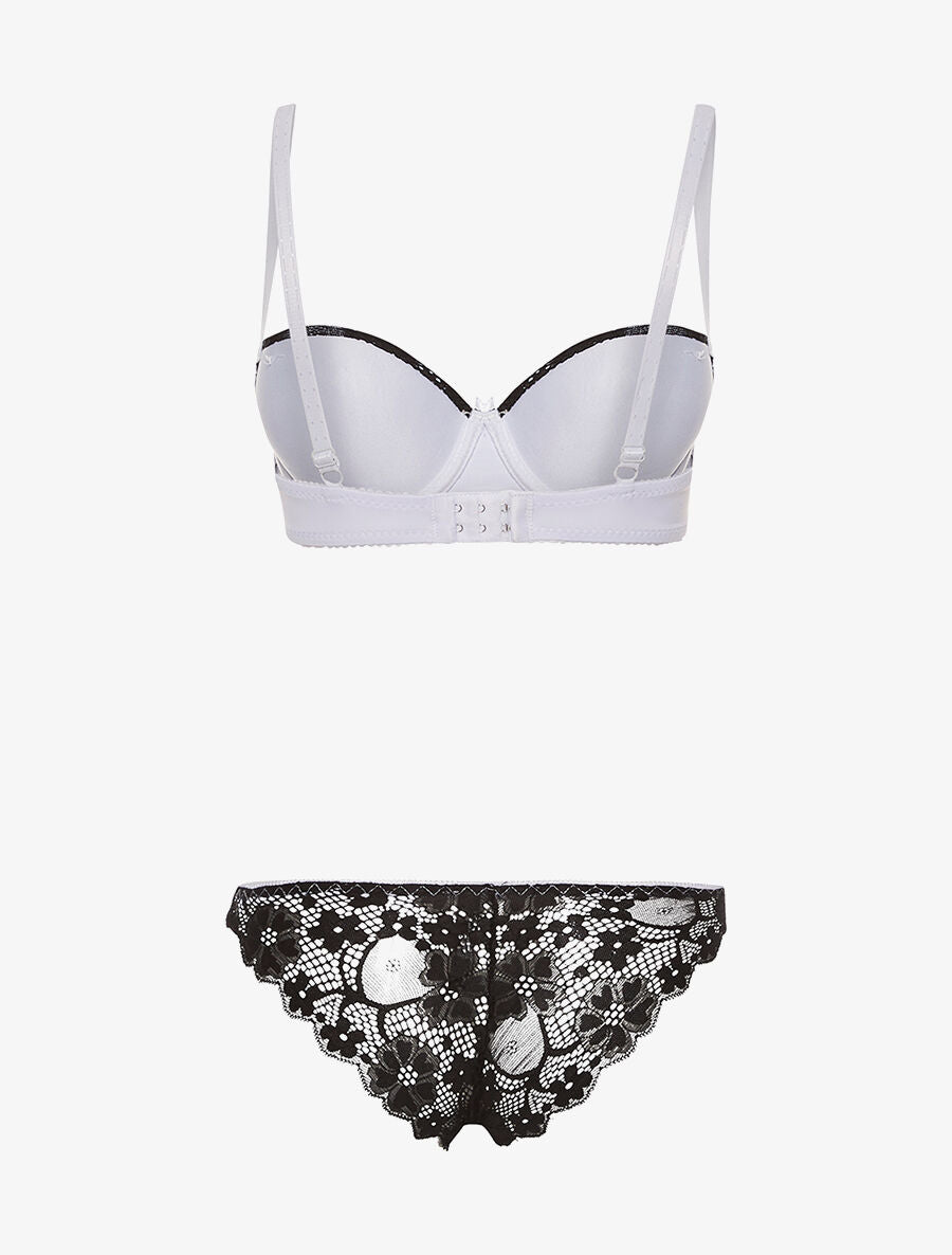Ensemble SG et culotte dos dentelle - violet/noir - 2