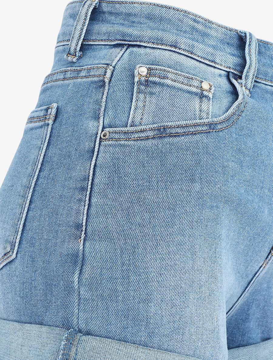 Short en jean coupe droite - Bleu - 3