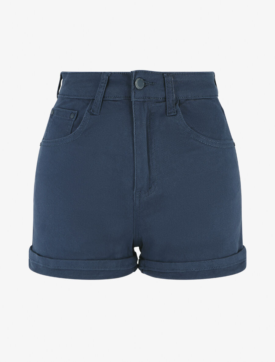 Short uni à ourlets - Marine - 5