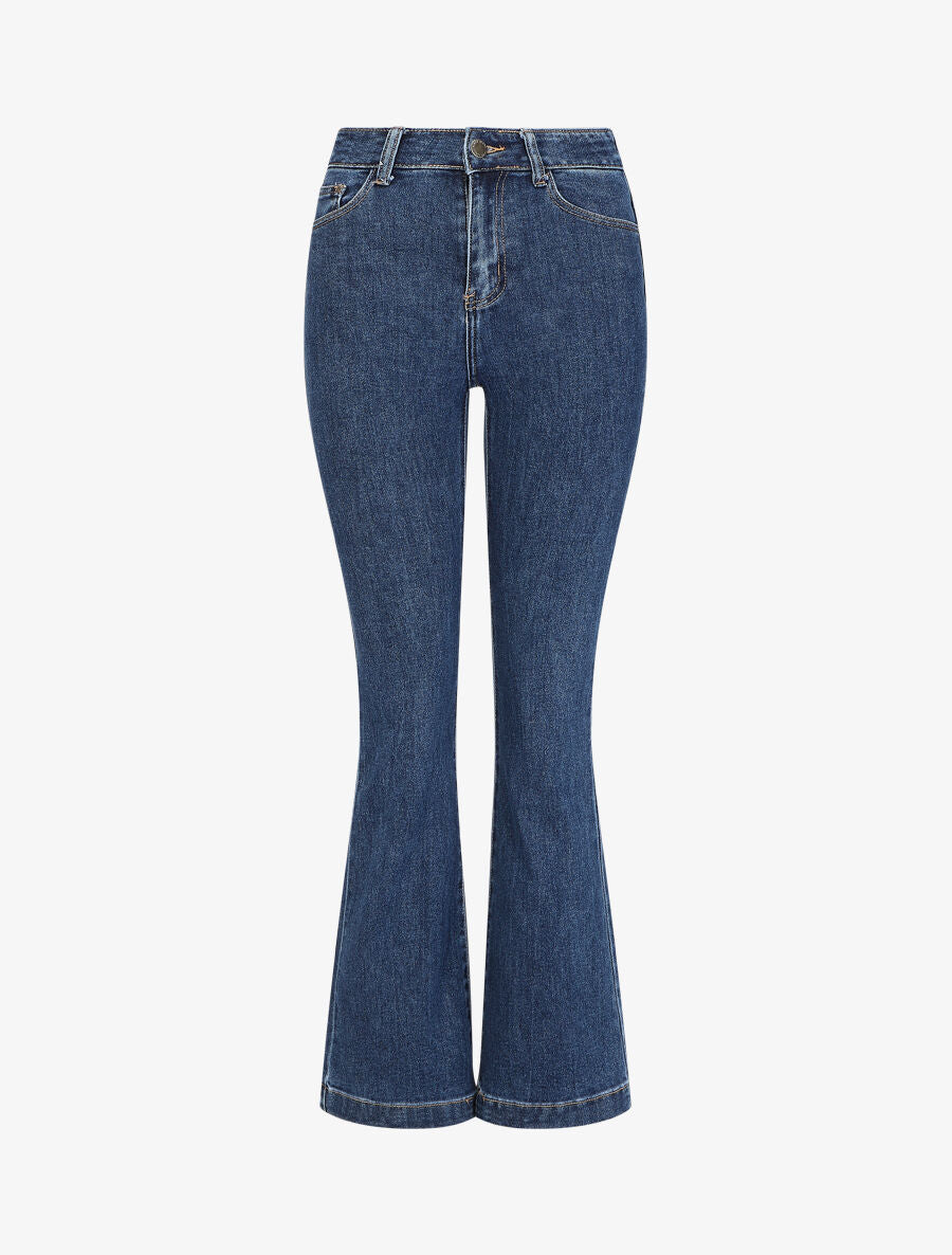 Jean flare taille haute - Bleu brut - 4