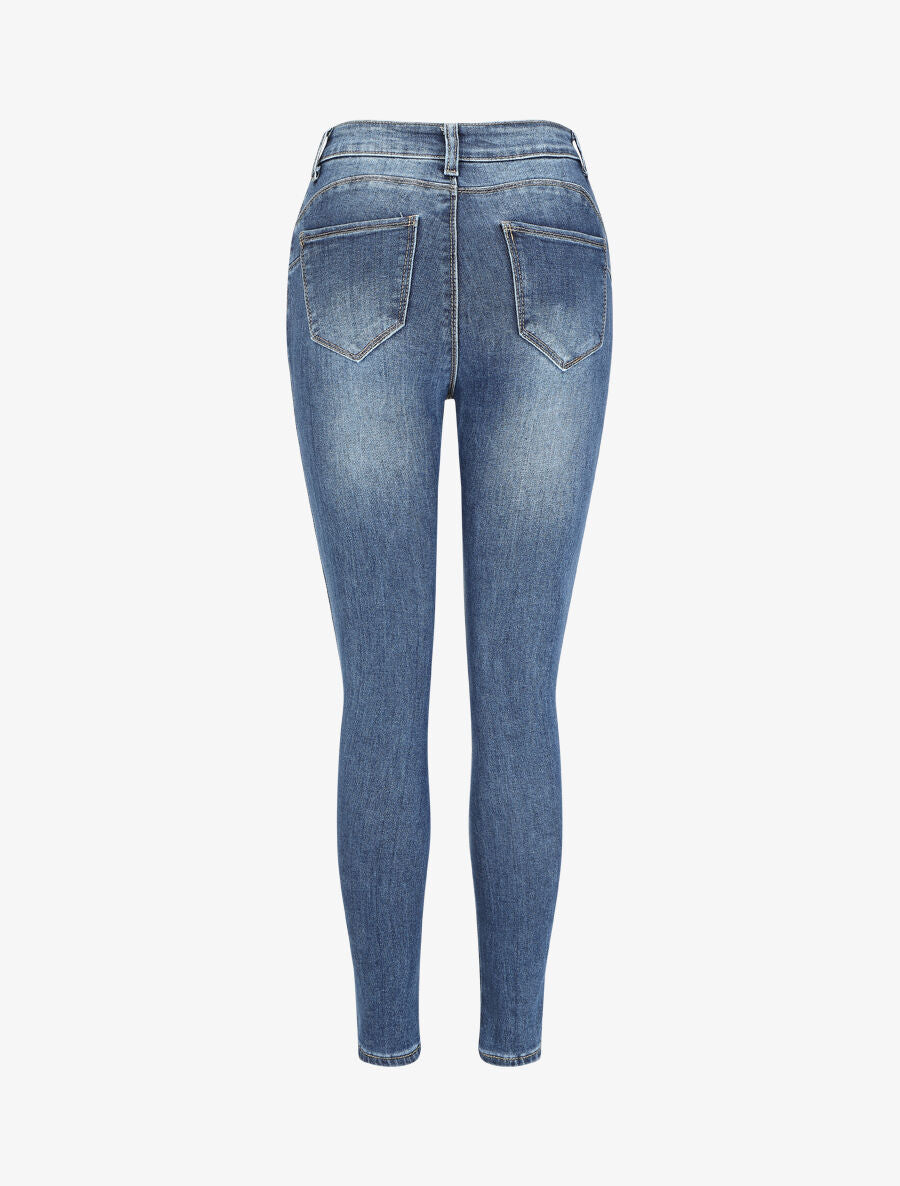 Jean skinny push up taille haute - Bleu - 4