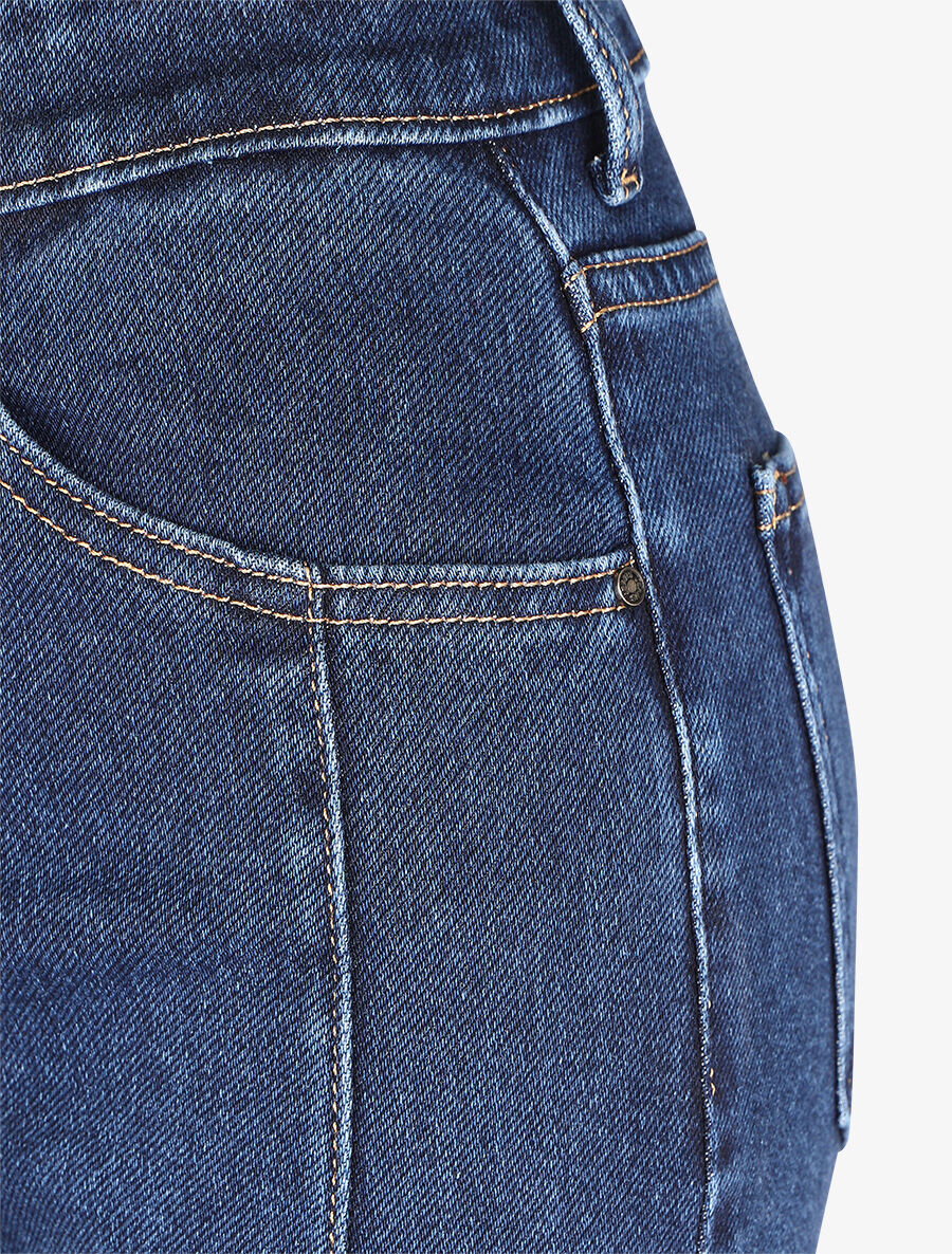 Jean mom taille haute à coutures - Bleu - 4