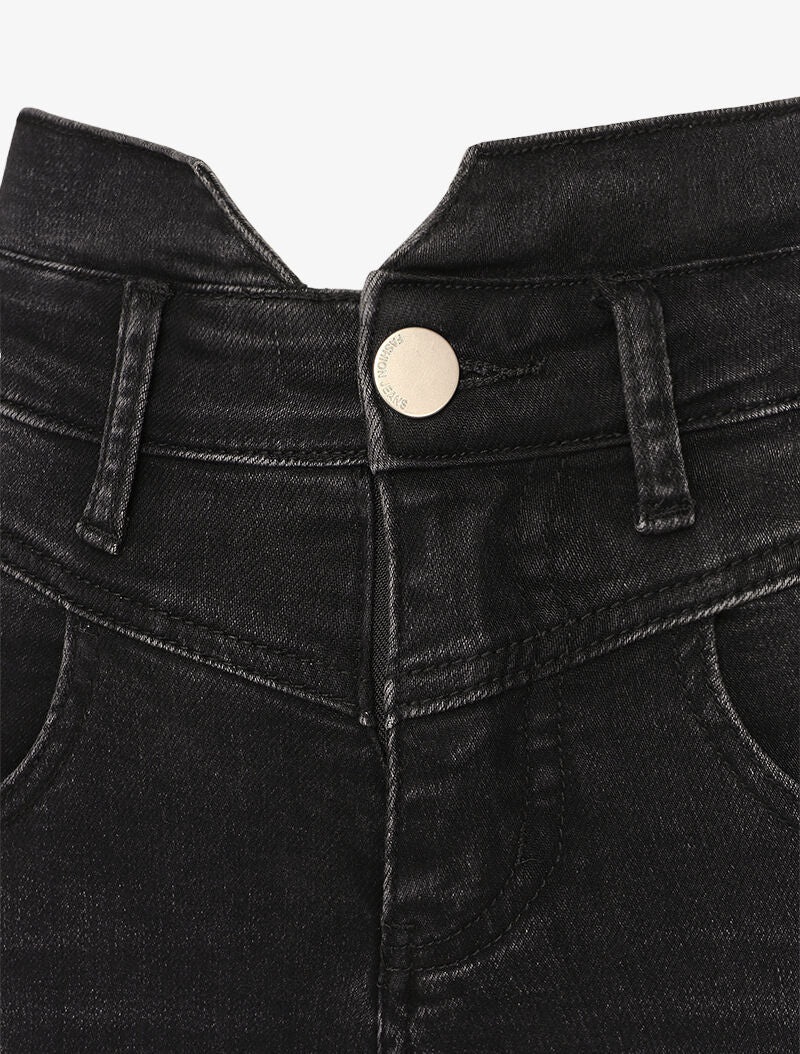Jean taille empire fendue - Noir - 3