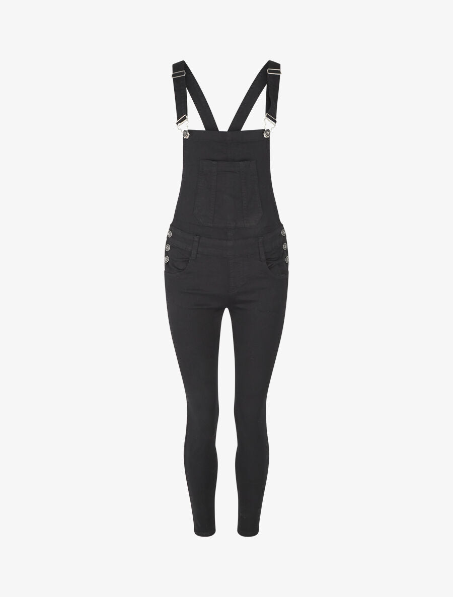 Salopette taille basse coupe skinny - Noir - 1